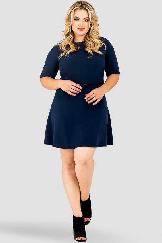 navy blue casual dress plus size