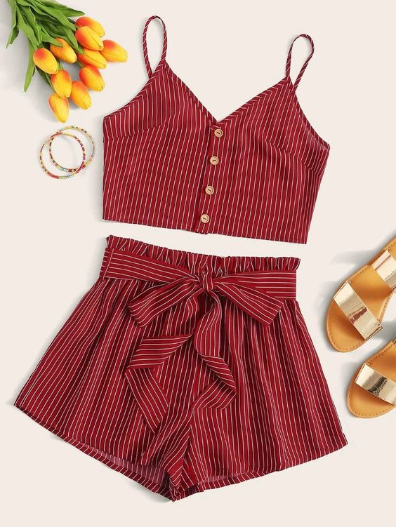 Cute Red Two Piece Summer Sets Women's| Style-Set#5 Red Two-Piece Sets ...